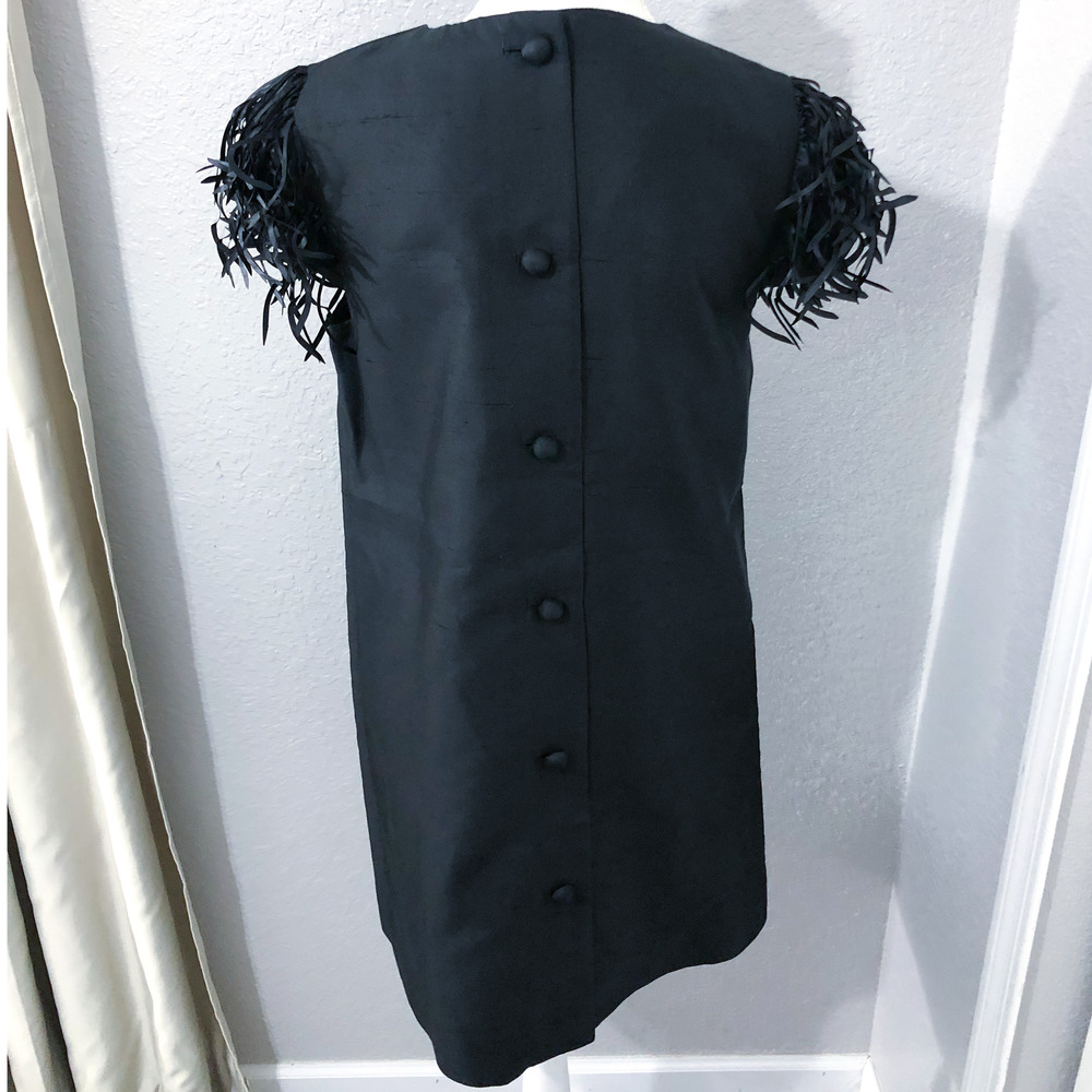 Kate Spade Black Mini Dress with Fringe Sleeves - Picture 7 of 11
